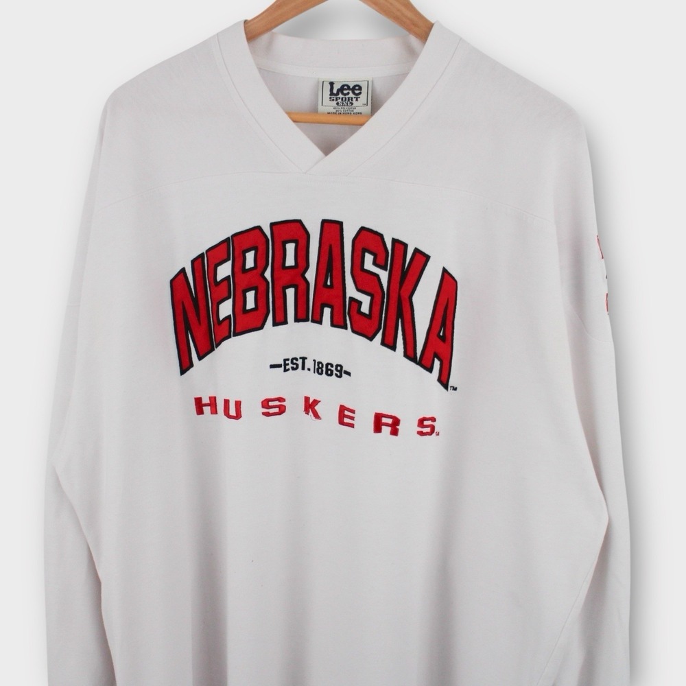 Nebraska Cornhuskers V Neck Sweatshirt Mens XXL Vintage 90s Embroidered USA - Picture 2 of 5